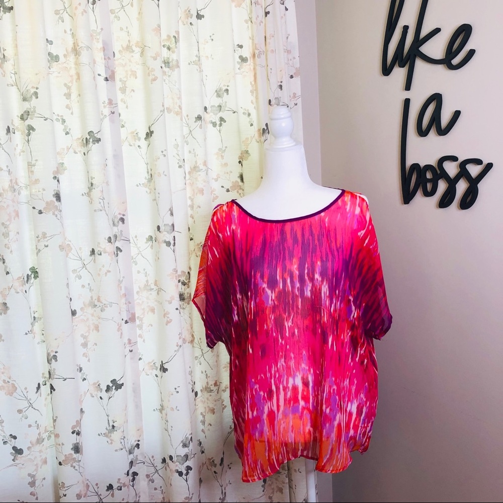 Express - Sheer Top - Shoulder Cut Out - Multi